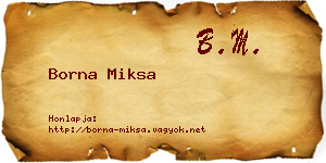 Borna Miksa névjegykártya